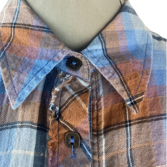 Free People We The Free Plaid Shirt Size Medium Button Down Lightweight - Picture 4 of 8